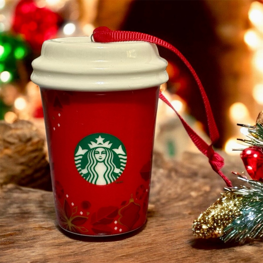 Starbucks Holiday Tumbler Christmas Ornament 2013 With Holly Leafs And Berries